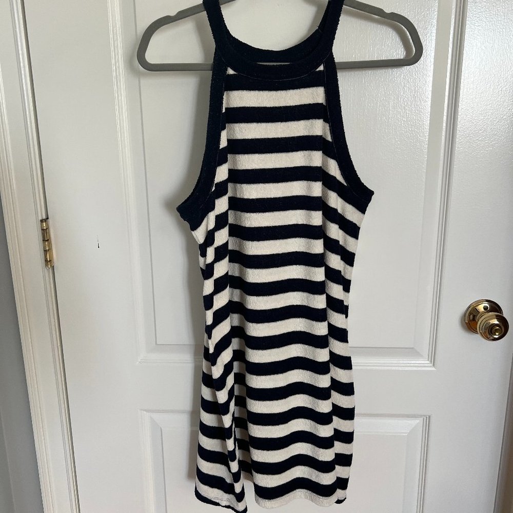 Gap terrycloth trapeze navy striped mini dress
